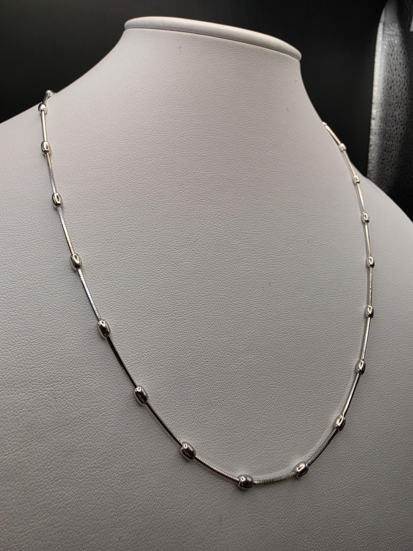 Sterling Silver Satellite Bead Chain Necklace | 925 Silver 20 Inch