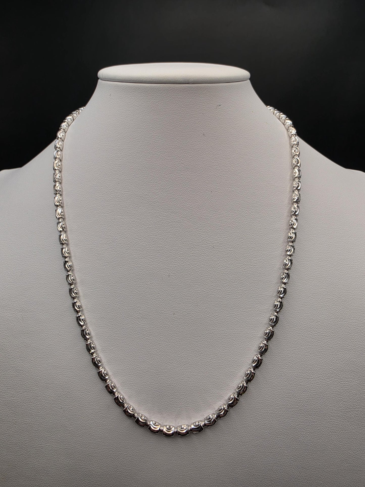 Sterling Silver Rose Bead Chain Necklace | 925 Silver 20 Inch