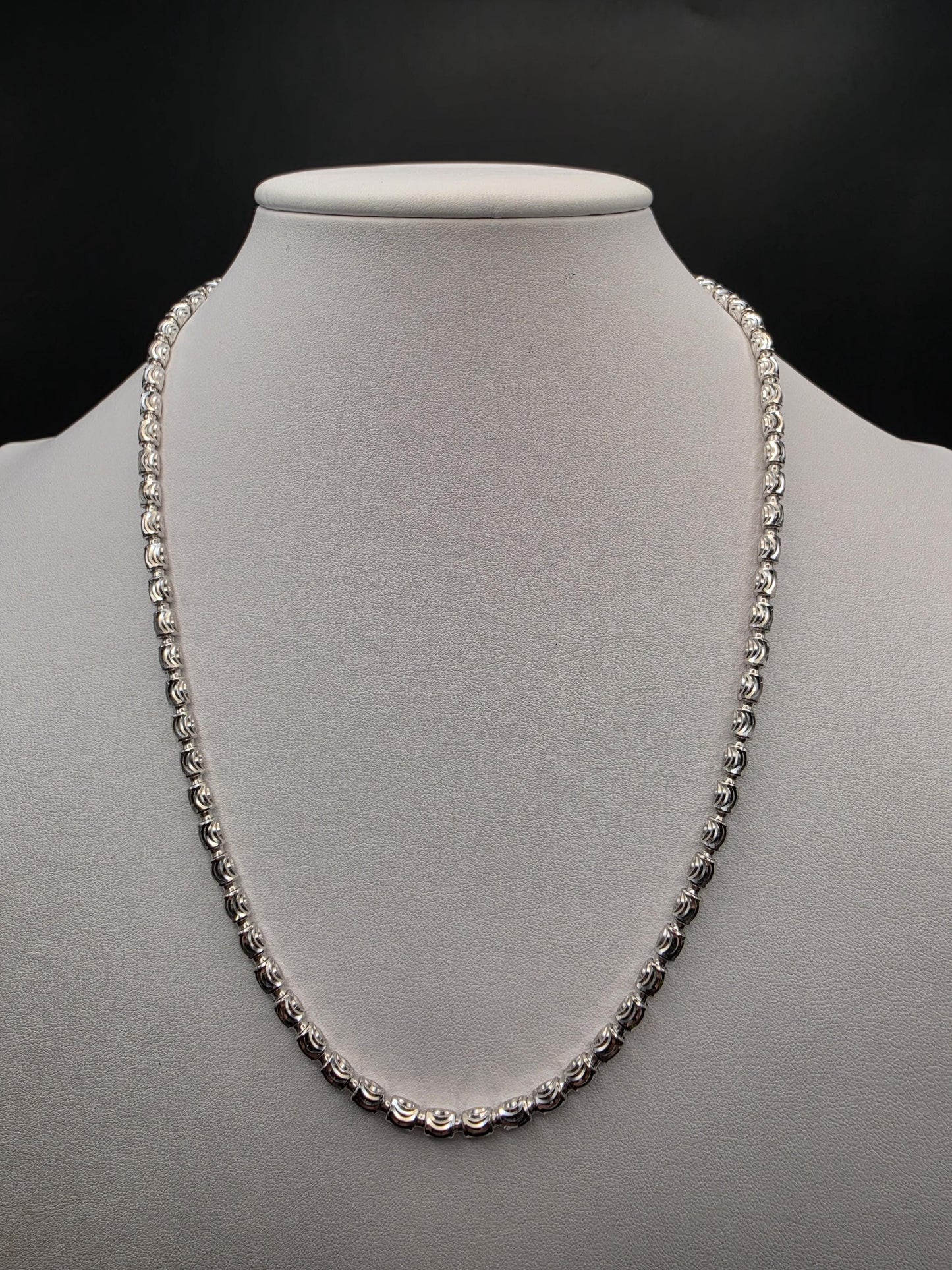 Sterling Silver Rose Bead Chain Necklace | 925 Silver 20 Inch