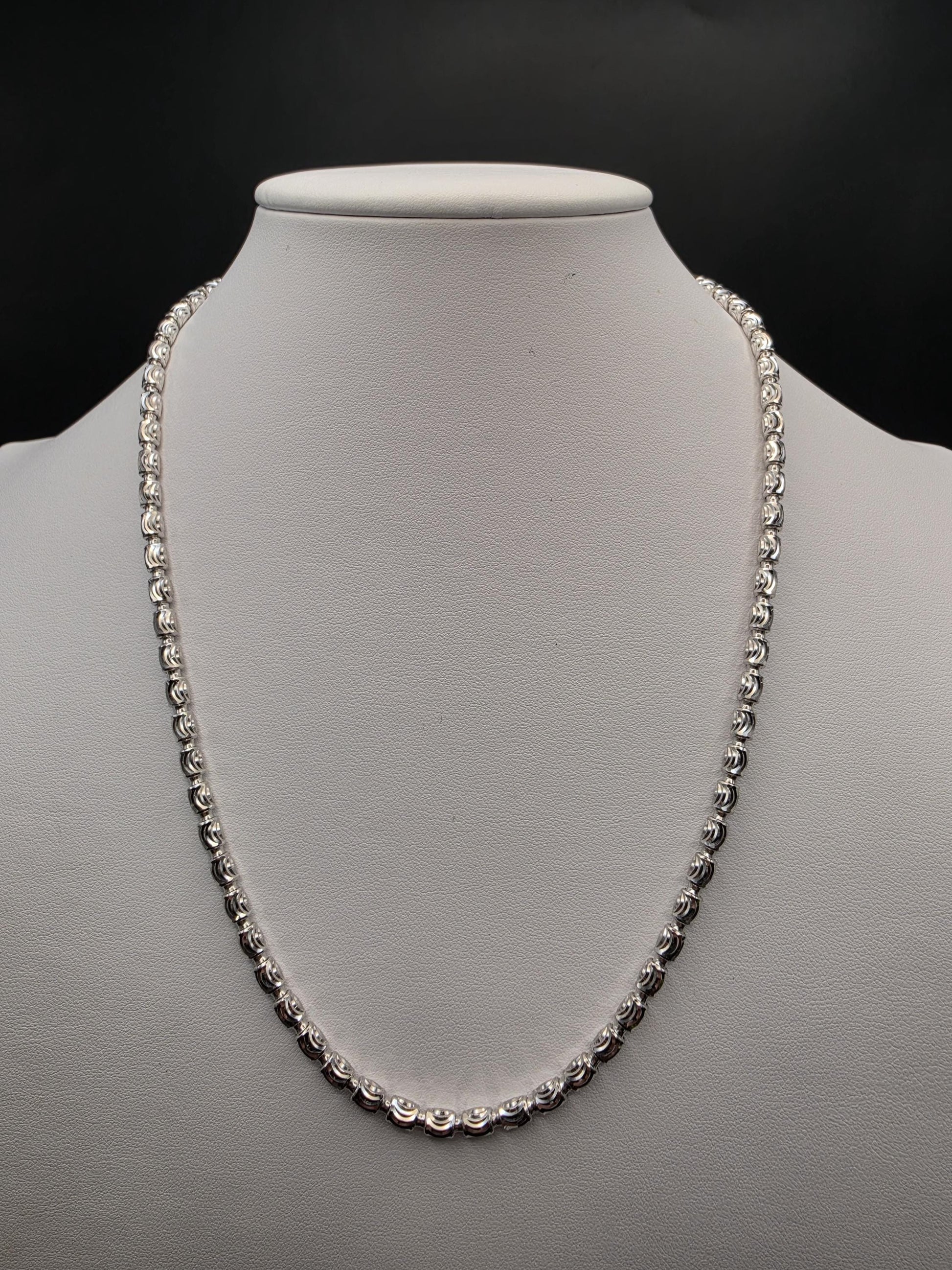Sterling Silver Rose Bead Chain Necklace | 925 Silver 20 Inch