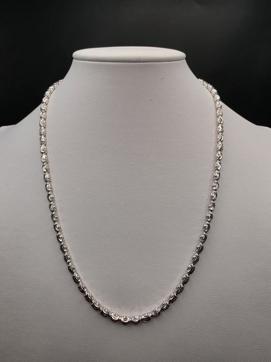 Sterling Silver Rose Bead Chain Necklace | 925 Silver 20 Inch