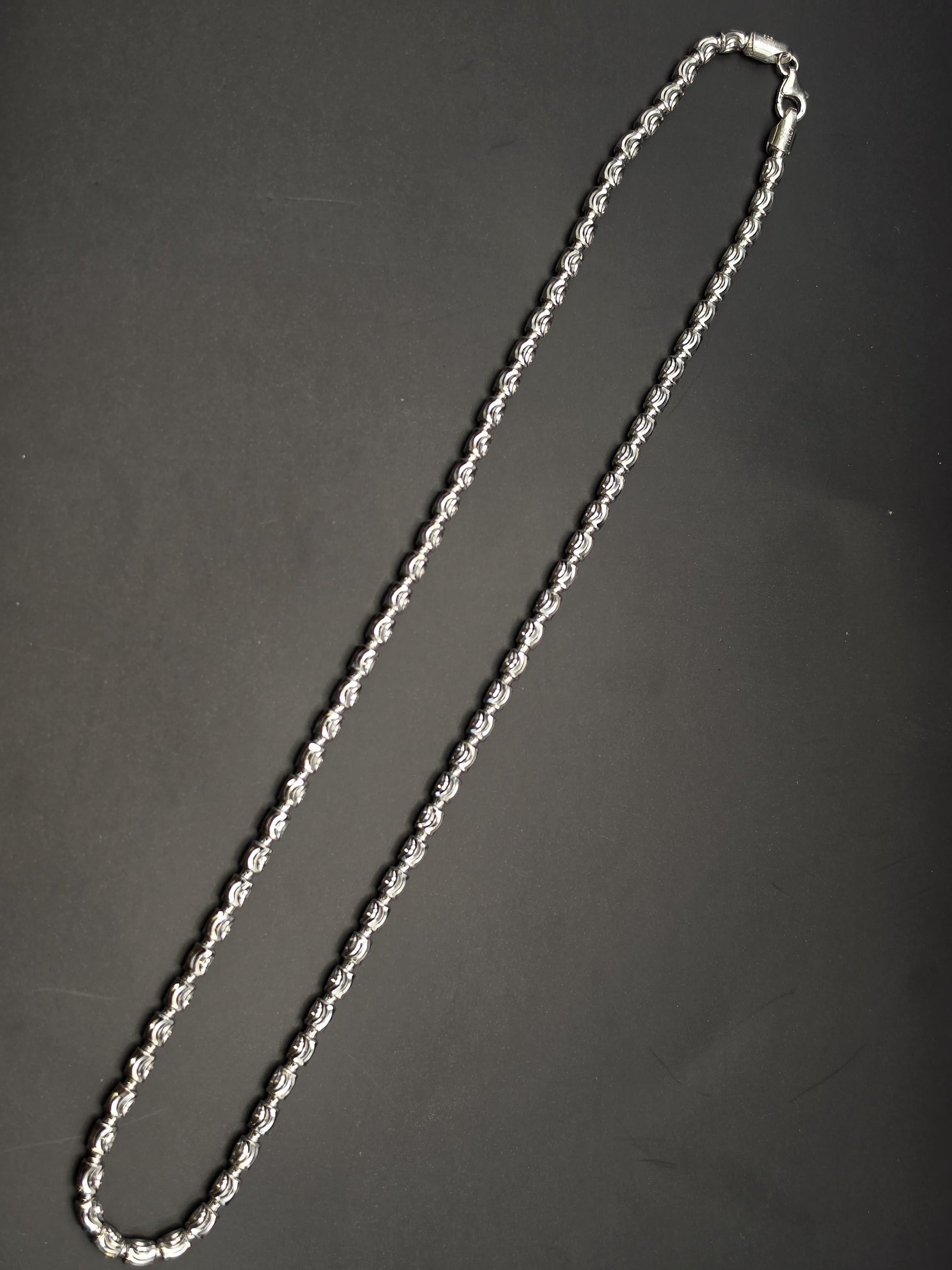 Sterling Silver Rose Bead Chain Necklace | 925 Silver 20 Inch