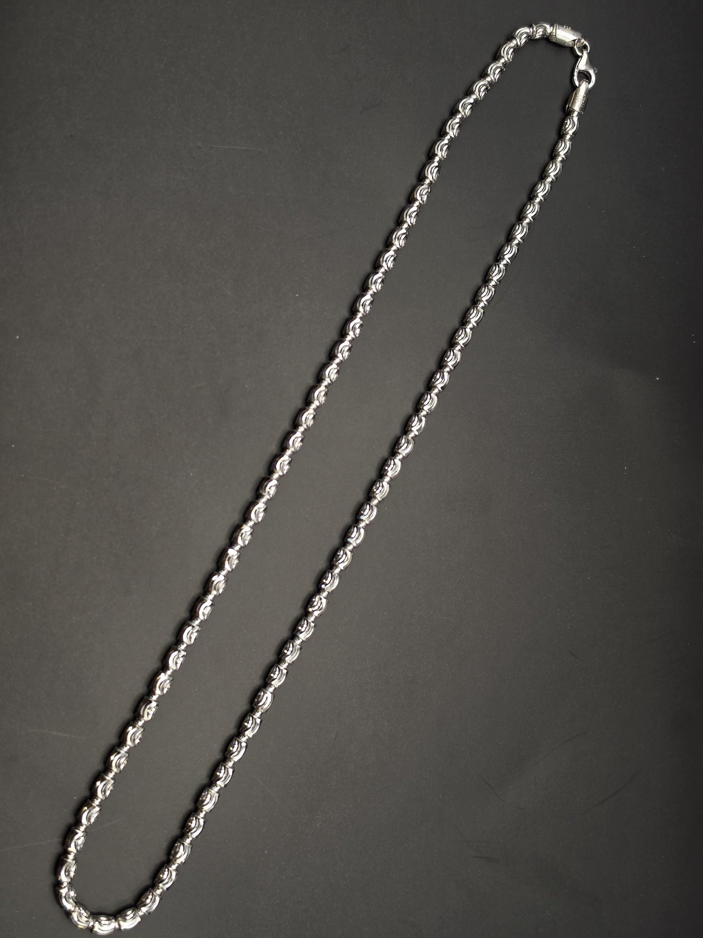 Sterling Silver Rose Bead Chain Necklace | 925 Silver 20 Inch