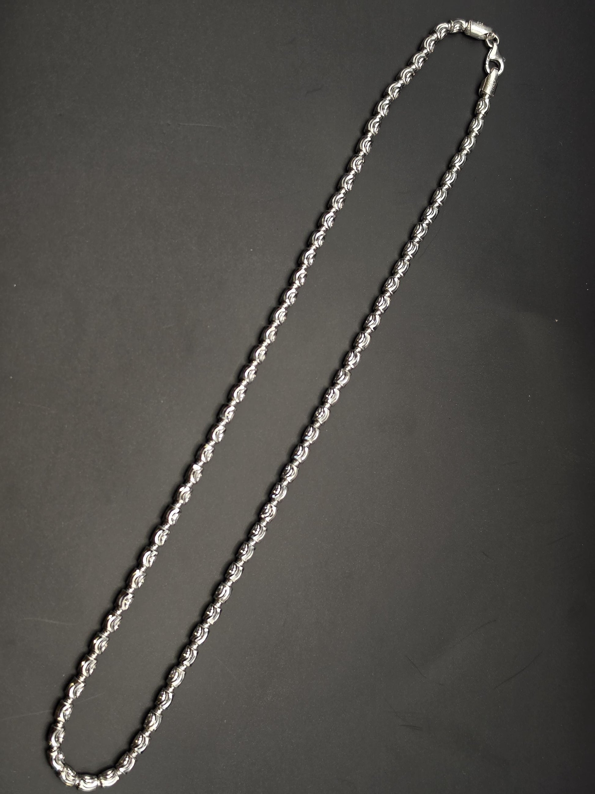 Sterling Silver Rose Bead Chain Necklace | 925 Silver 20 Inch
