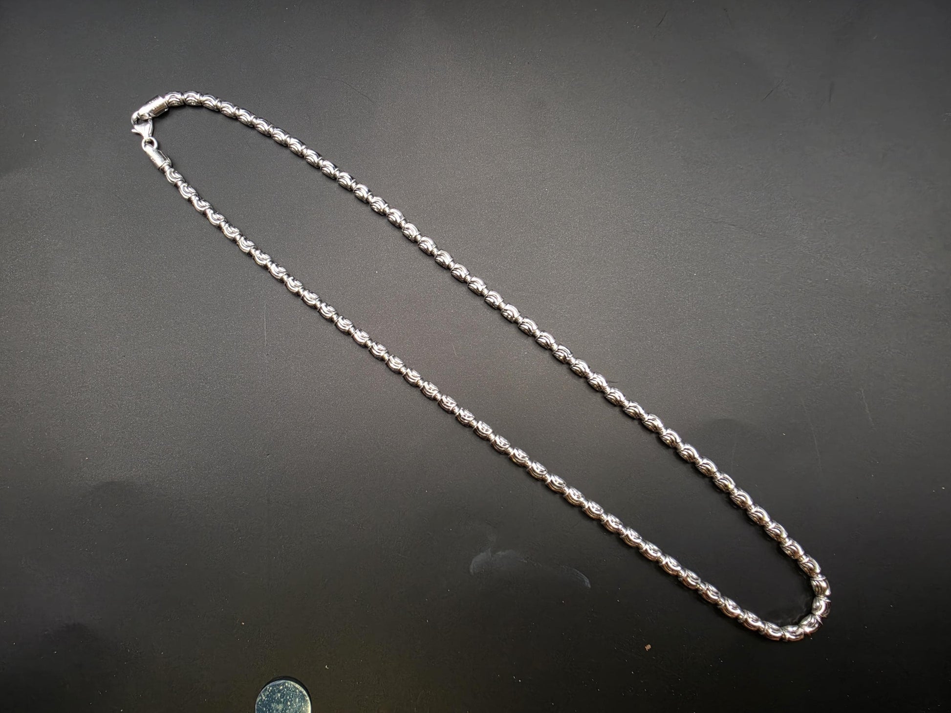 Sterling Silver Rose Bead Chain Necklace | 925 Silver 20 Inch