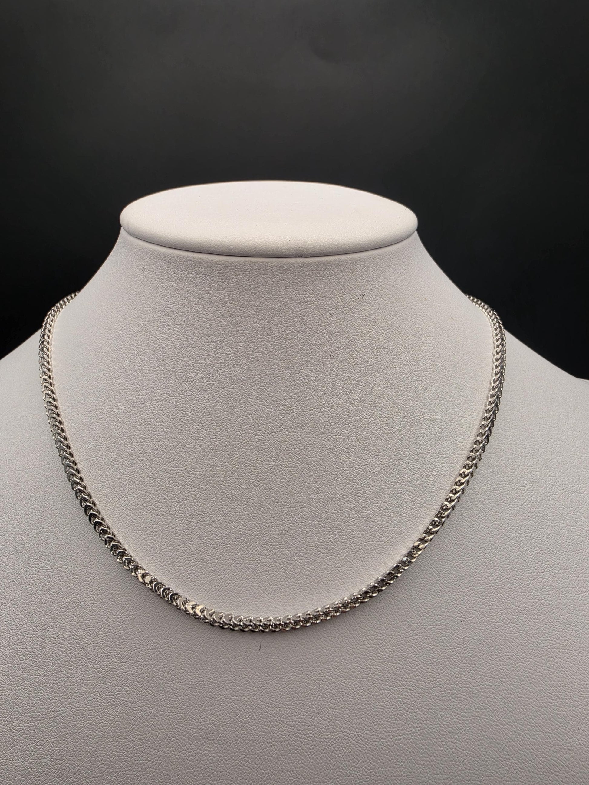 Sterling Silver Franco Chain Necklace | 925 Silver 2mm Chain 16 Inch