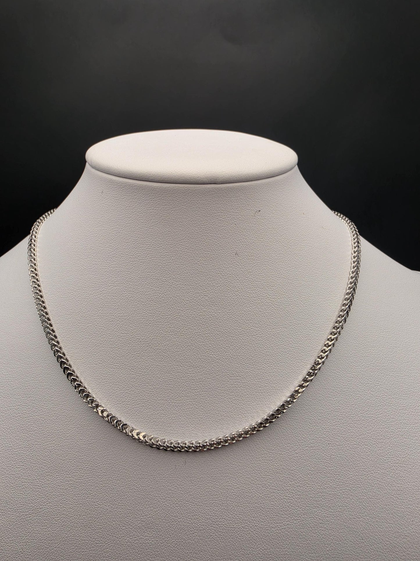 Sterling Silver Franco Chain Necklace | 925 Silver 2mm Chain 16 Inch