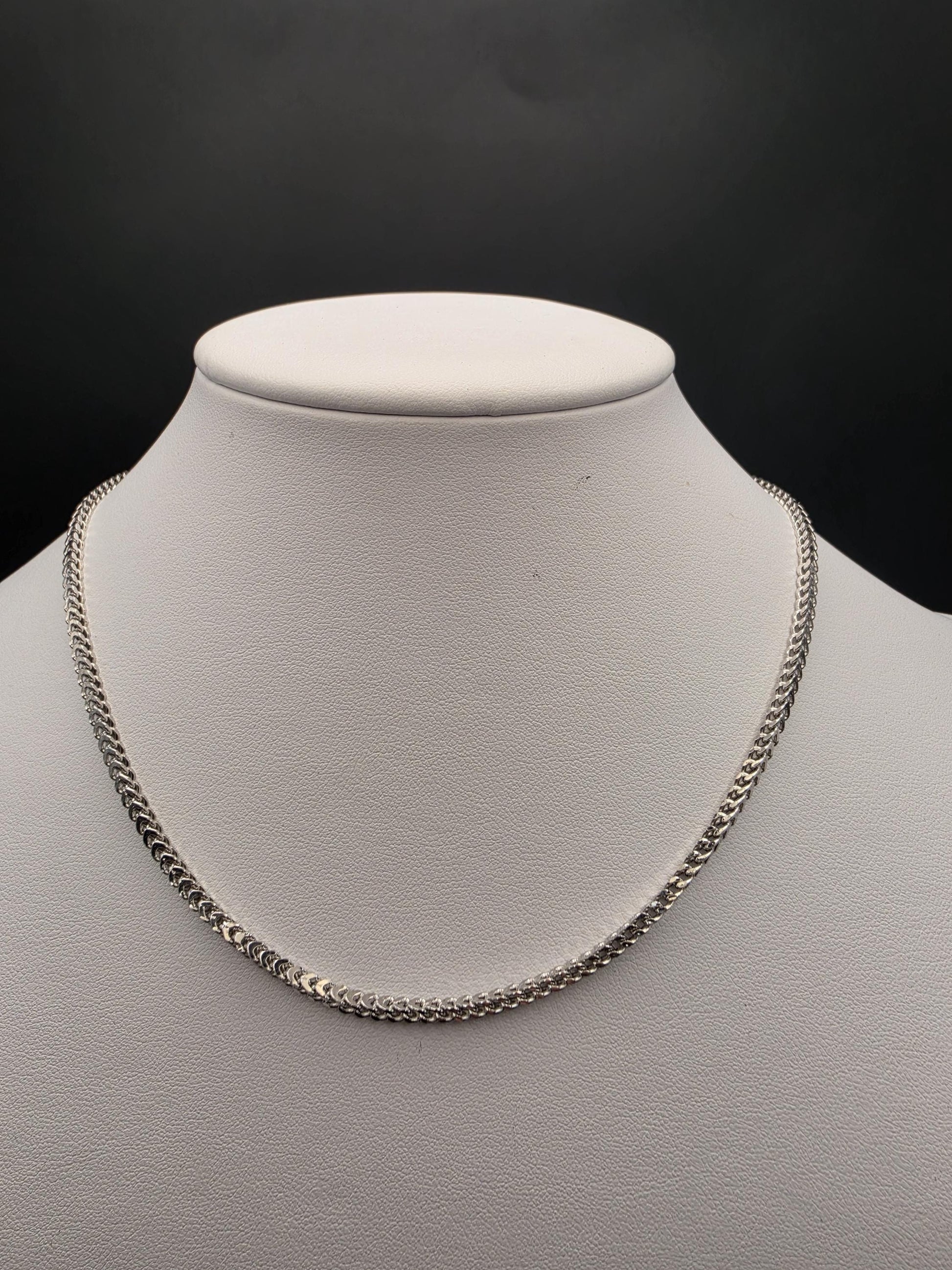 Sterling Silver Franco Chain Necklace | 925 Silver 2mm Chain 16 Inch