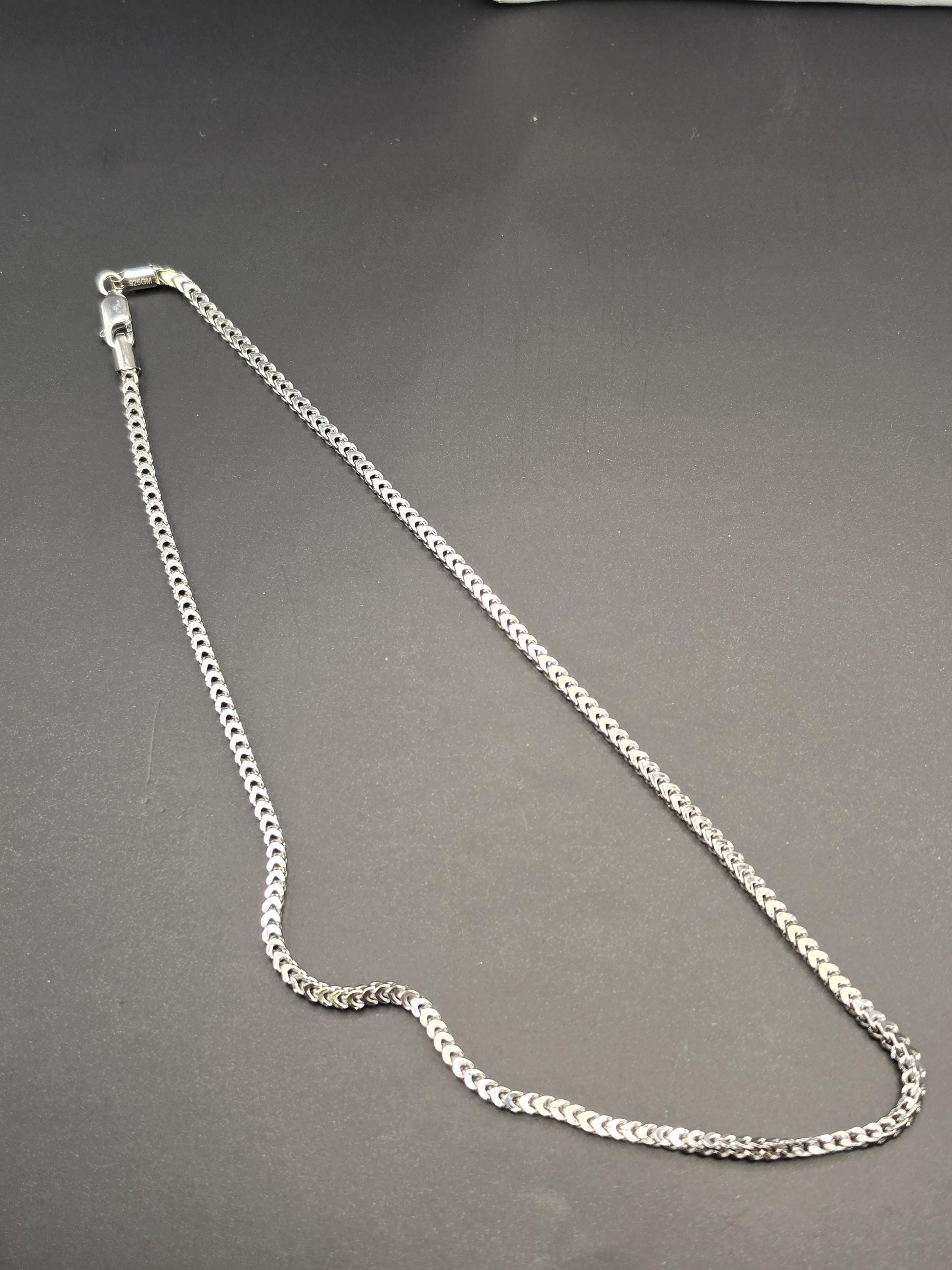 Sterling Silver Franco Chain Necklace | 925 Silver 2mm Chain 16 Inch