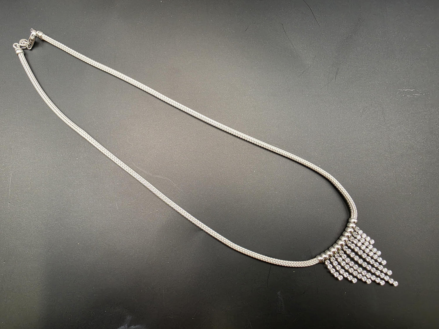 Sterling Silver Cascading Ball Fringe Necklace | 925 Silver Snake Chain 17 Inch
