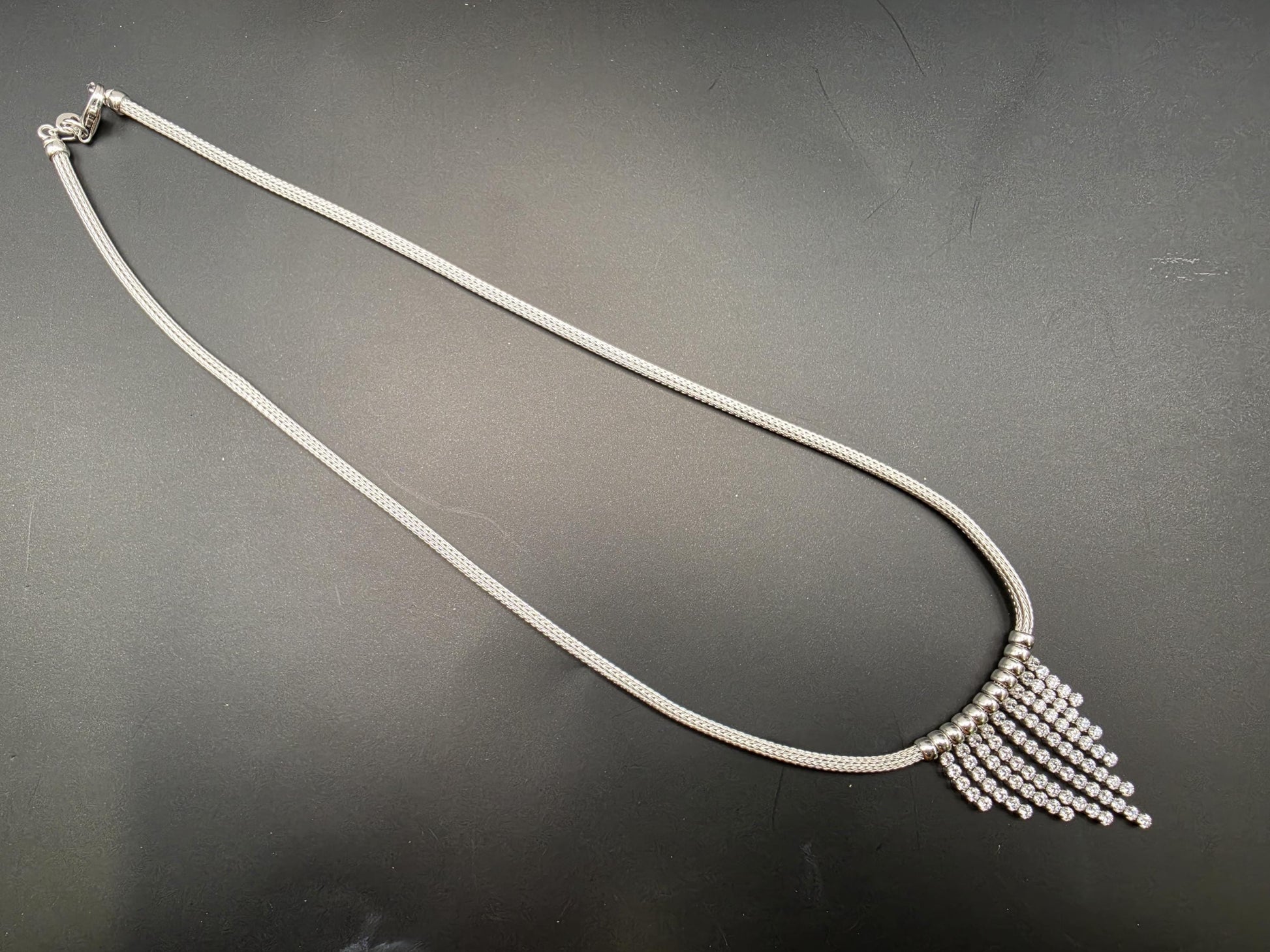 Sterling Silver Cascading Ball Fringe Necklace | 925 Silver Snake Chain 17 Inch