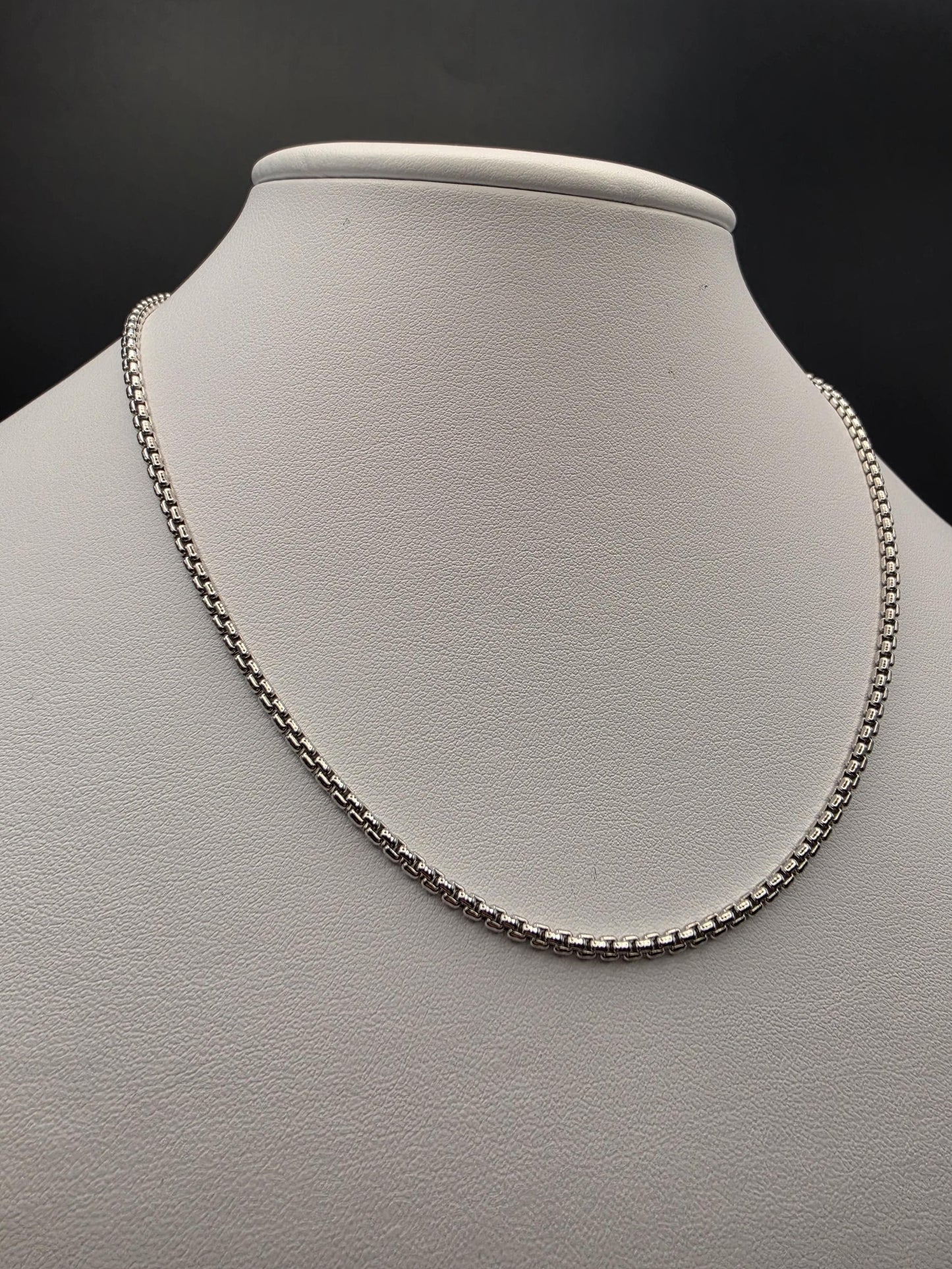 Sterling Silver Box Chain Necklace | 925 Silver 1mm Chain 16 Inch