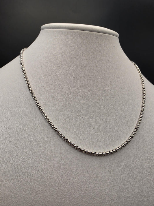 Sterling Silver Box Chain Necklace | 925 Silver 1mm Chain 16 Inch