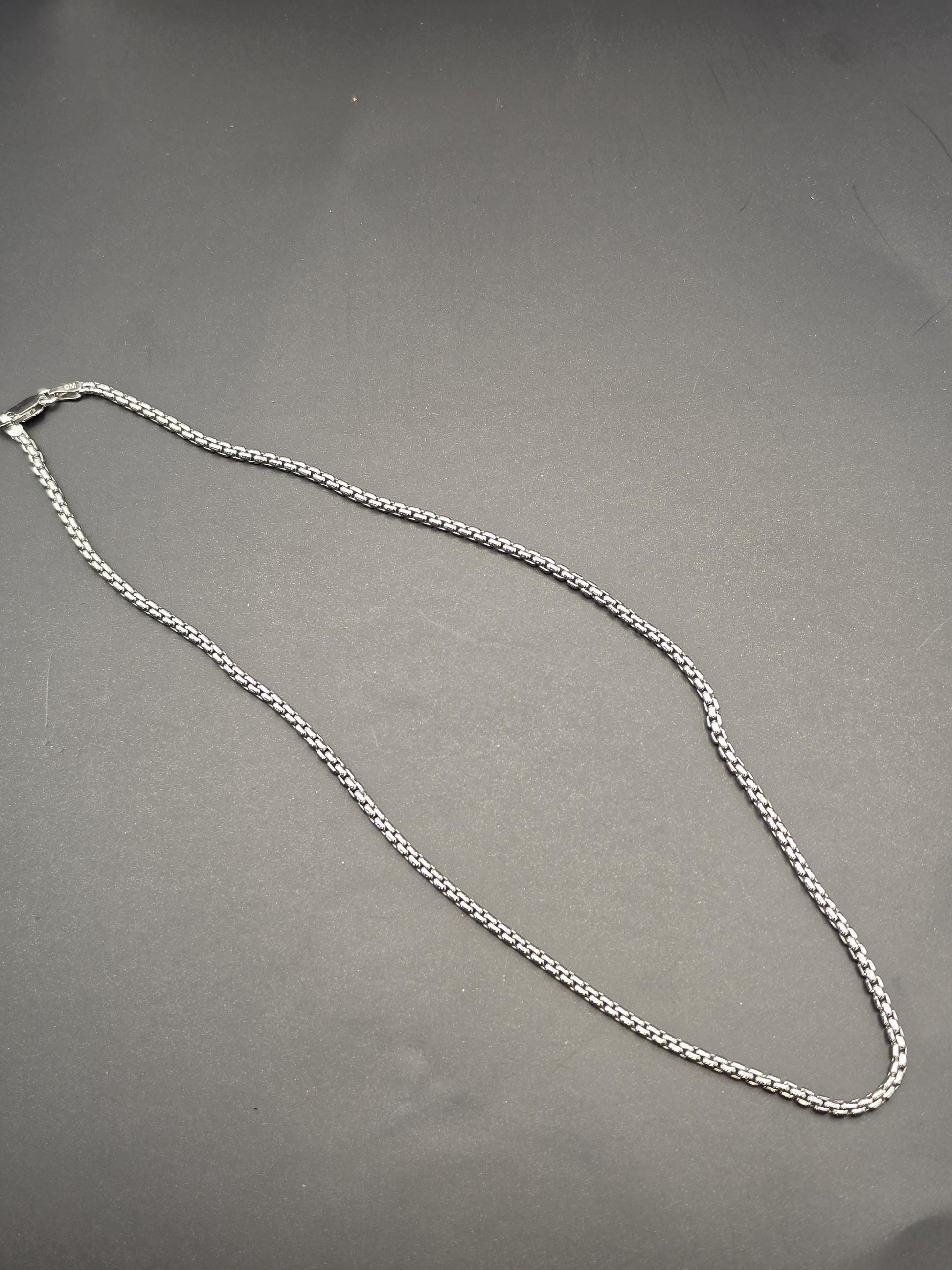 Sterling Silver Box Chain Necklace | 925 Silver 1mm Chain 16 Inch