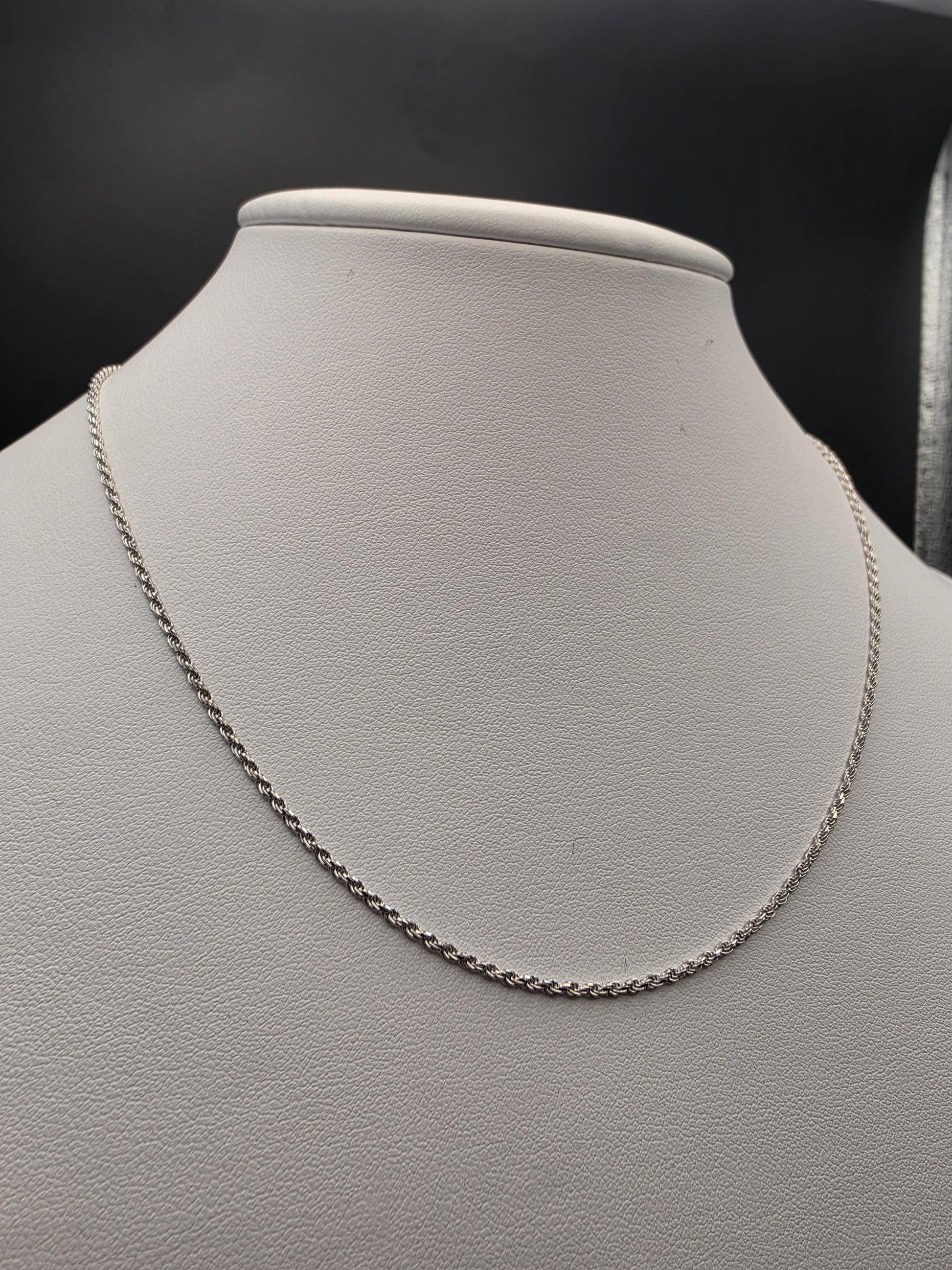 Sterling Silver Rope Chain Necklace | 925 Silver 1mm Chain 16 Inch