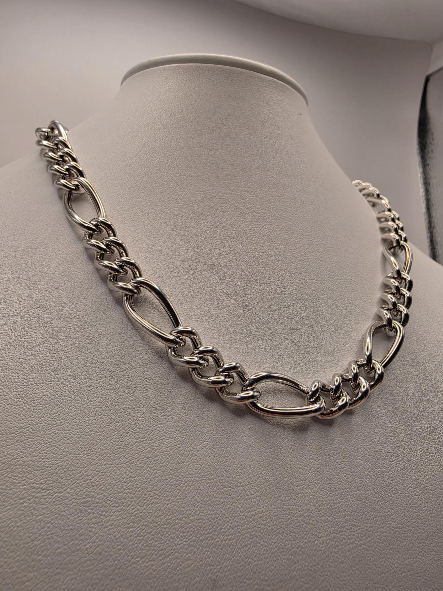 Sterling Silver Figaro Chain Necklace | 925 Silver 10mm Chain 18 Inch
