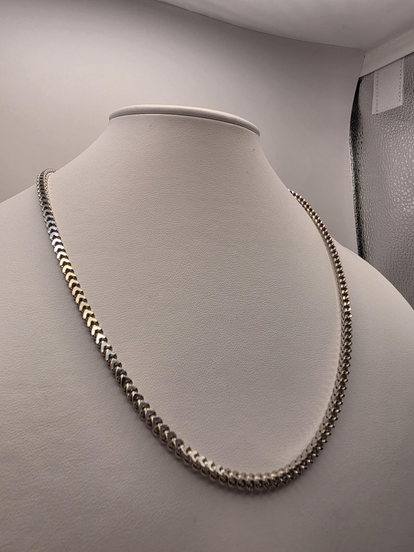 Sterling Silver Franco Chain Necklace | 925 Silver 3mm Chain 20 Inch
