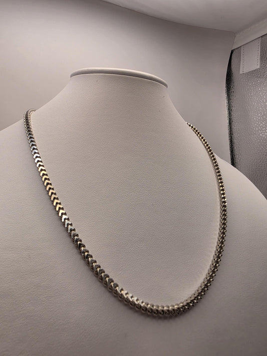 Sterling Silver Franco Chain Necklace | 925 Silver 3mm Chain 20 Inch