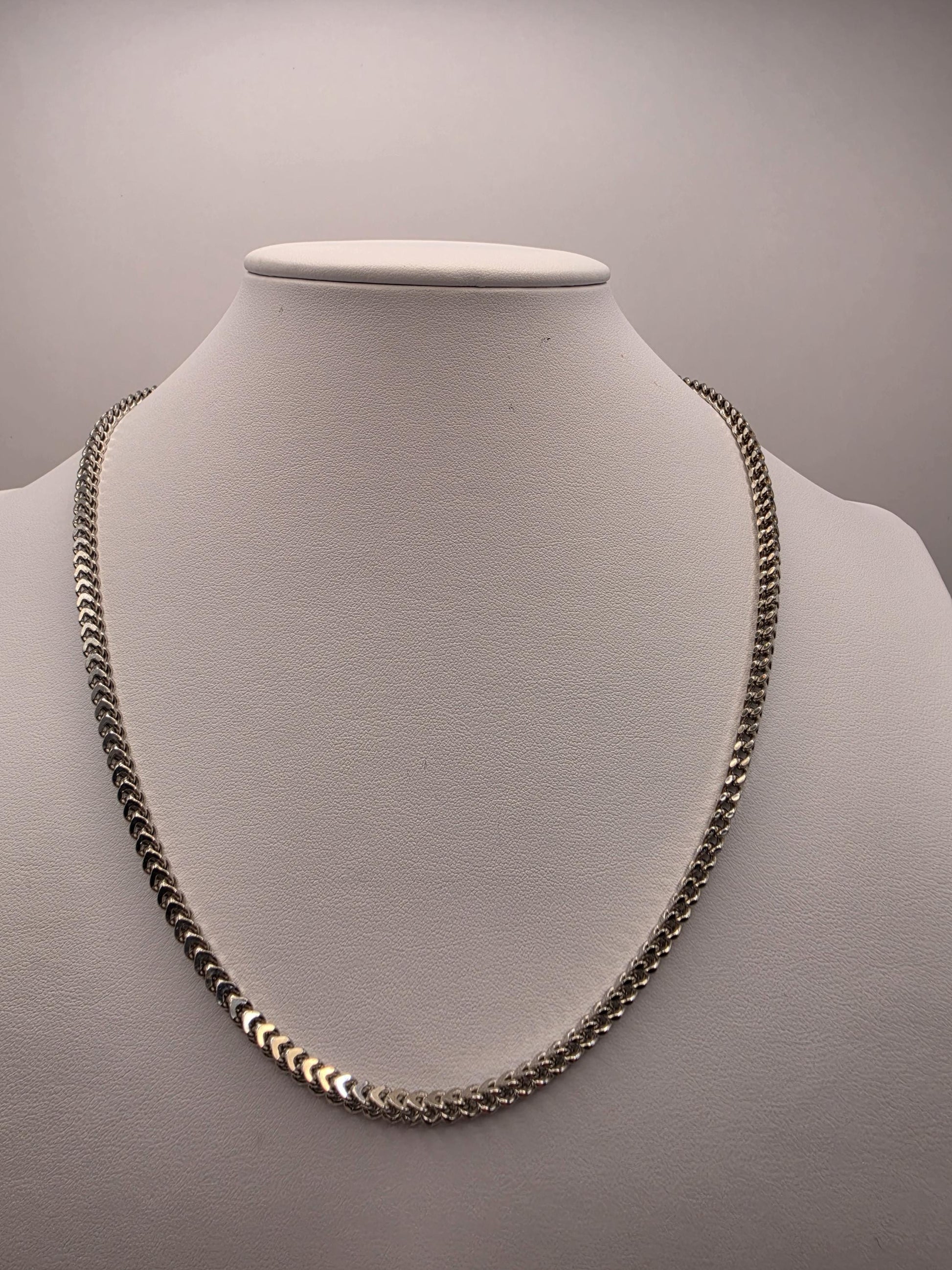 Sterling Silver Franco Chain Necklace | 925 Silver 3mm Chain 20 Inch