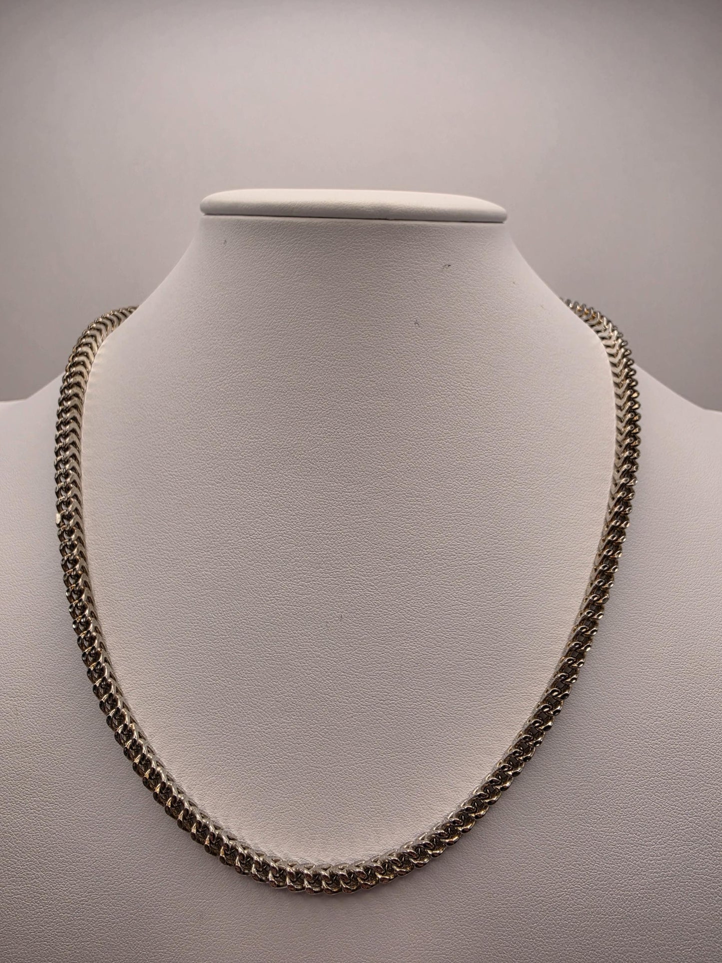 Sterling Silver Franco Chain Necklace | 925 Silver 4mm Chain 20 Inch