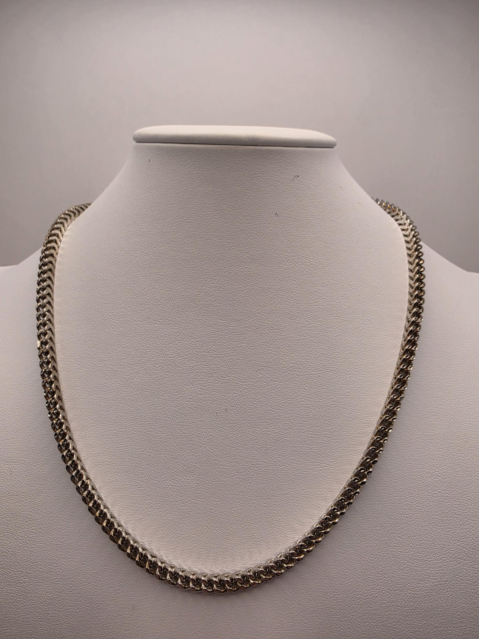 Sterling Silver Franco Chain Necklace | 925 Silver 4mm Chain 20 Inch