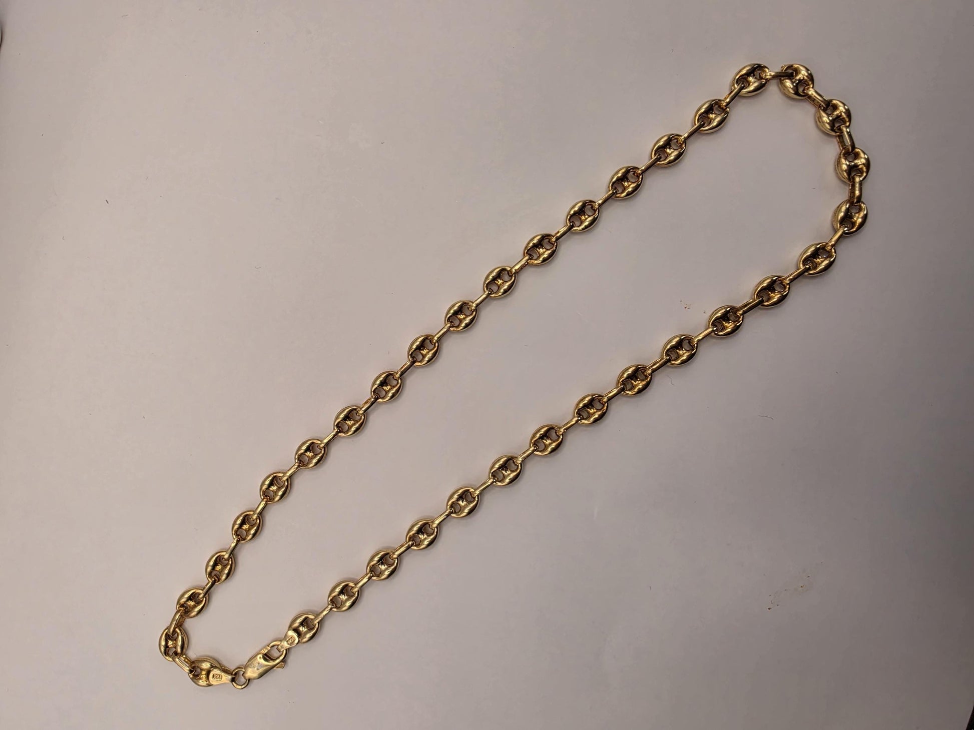 Gold Plated Mariner Link Necklace | 925 Silver Puffed Oval Link Chain 18 Inch 7mm