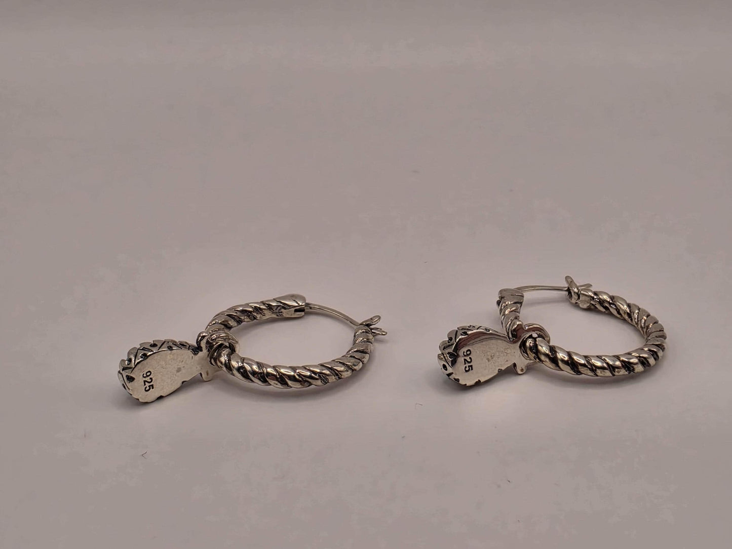 Sterling Silver Twisted Rope Hoop Earrings | 925 Silver Turquoise Drop Hoops 27mm