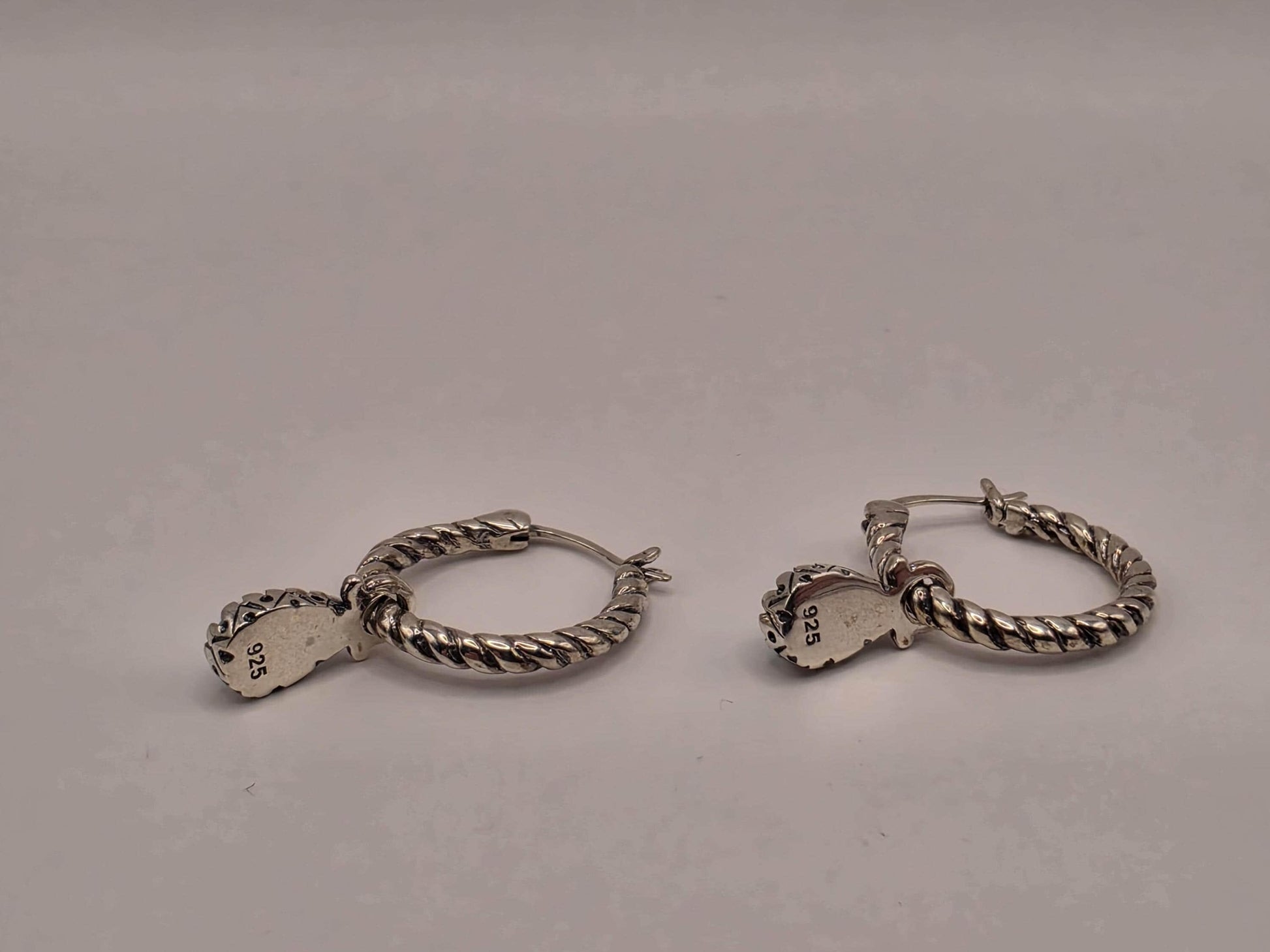 Sterling Silver Twisted Rope Hoop Earrings | 925 Silver Turquoise Drop Hoops 27mm