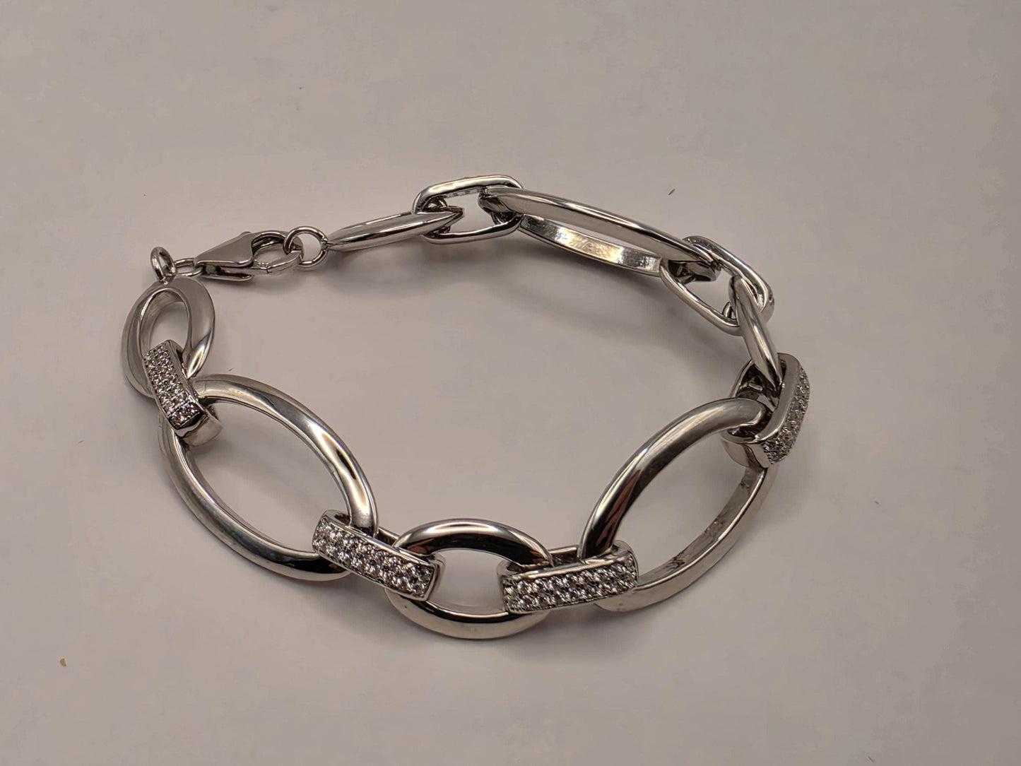 Sterling Silver Oval Cable Chain Bracelet | 925 Silver Large Link Bracelet 7 Inch