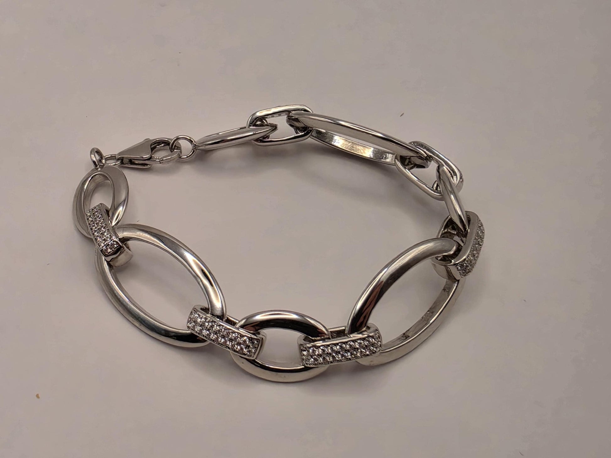 Sterling Silver Oval Cable Chain Bracelet | 925 Silver Large Link Bracelet 7 Inch