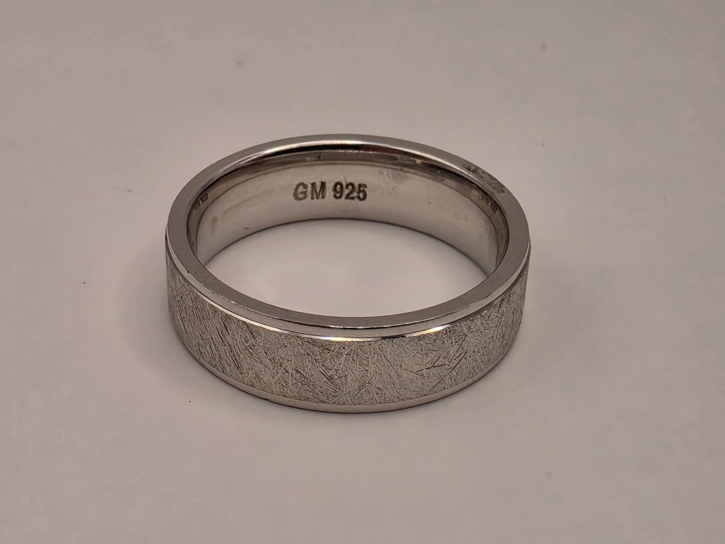 Sterling Silver Brushed Wide Band Ring, Matte Finish Stepped Edge 925 Size 8
