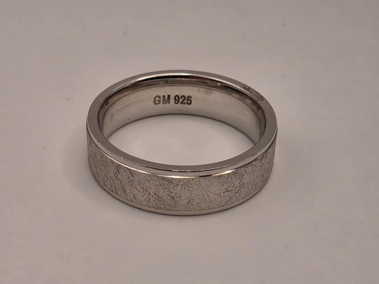 Sterling Silver Brushed Wide Band Ring, Matte Finish Stepped Edge 925 Size 8