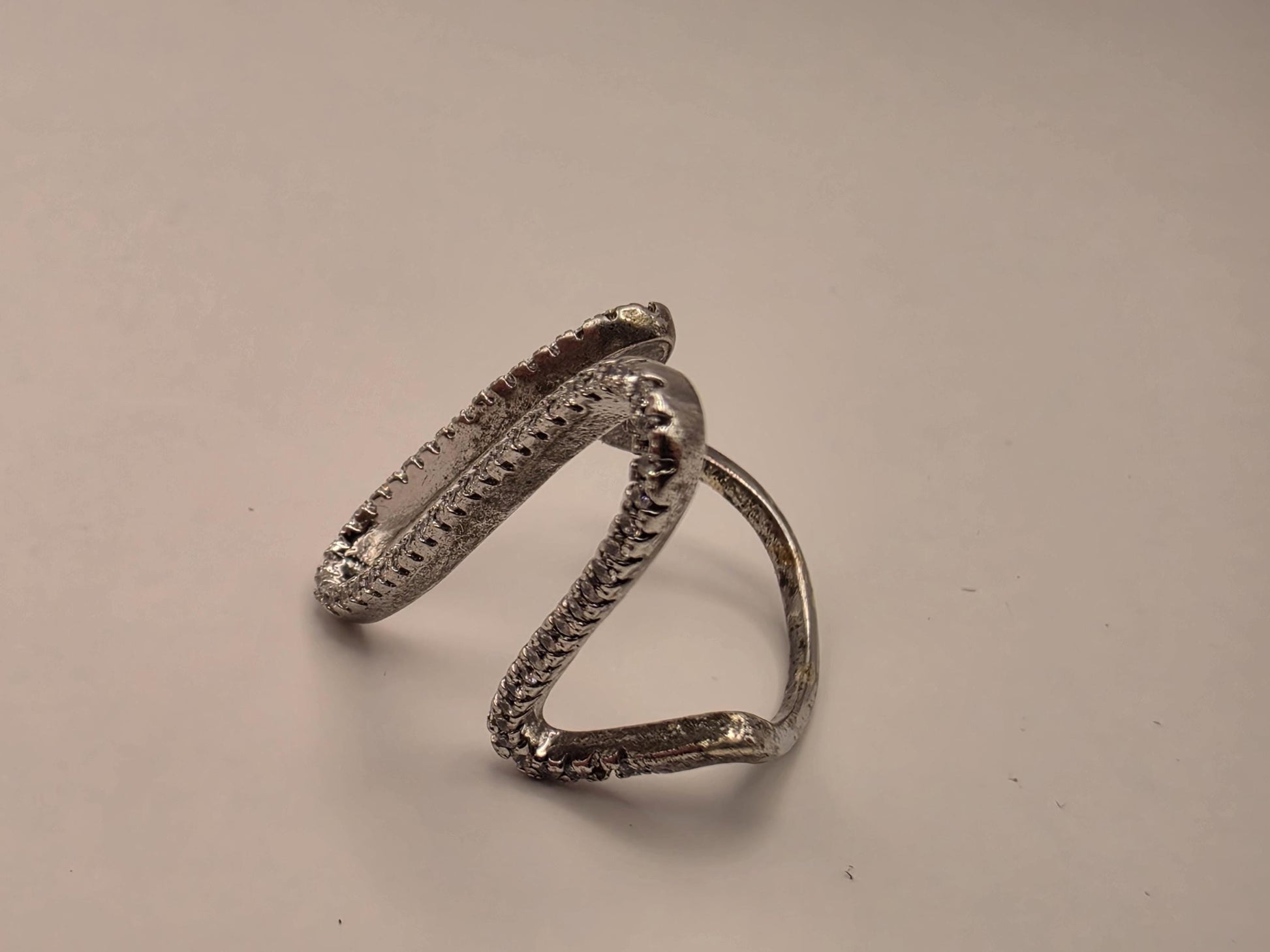 Sterling Silver CZ Pave Paperclip Ring, Tall Open Loop Band 925 Size 5.5