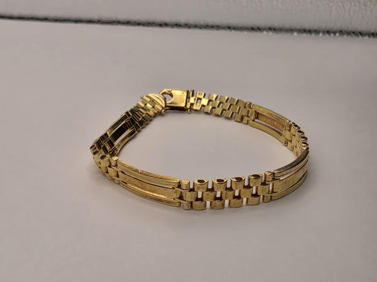 Gold Plated Sterling Silver Watch Style Link Bracelet, 8.5 Inch 925