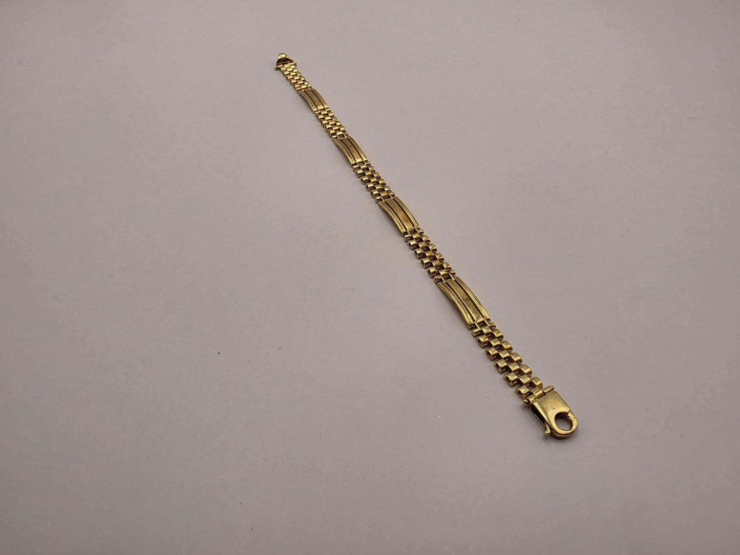 Gold Plated Sterling Silver Watch Style Link Bracelet, 8.5 Inch 925