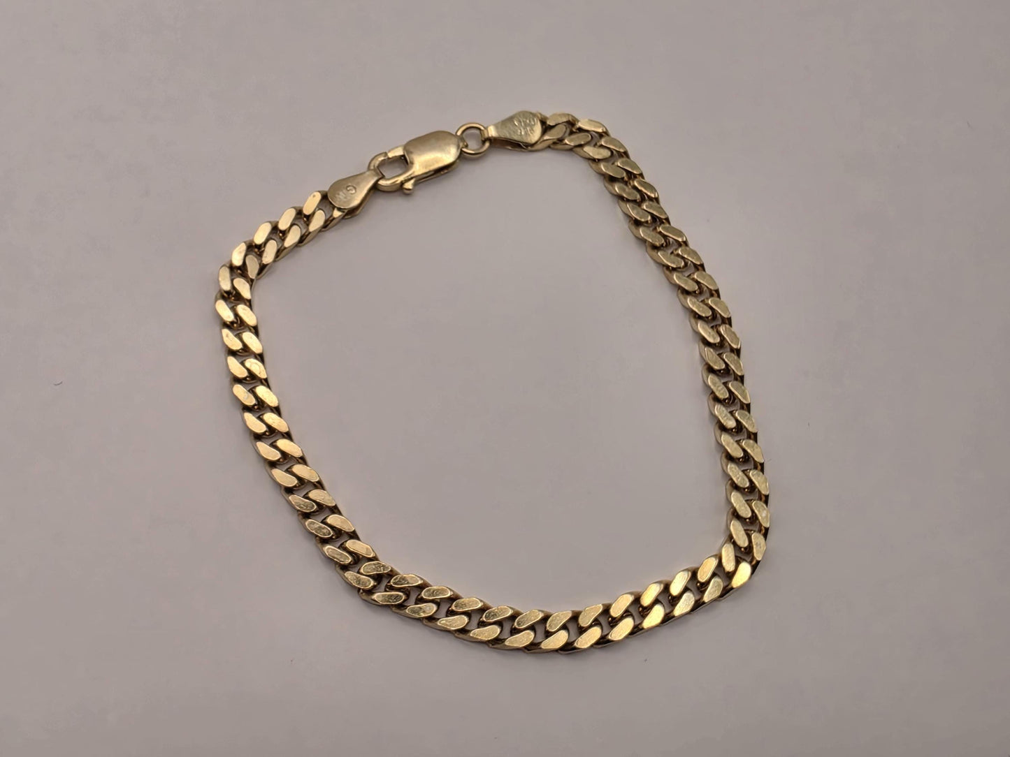 Gold Plated Sterling Silver Cuban Curb Bracelet, 8 Inch 925
