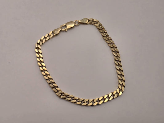 Gold Plated Sterling Silver Cuban Curb Bracelet, 8 Inch 925