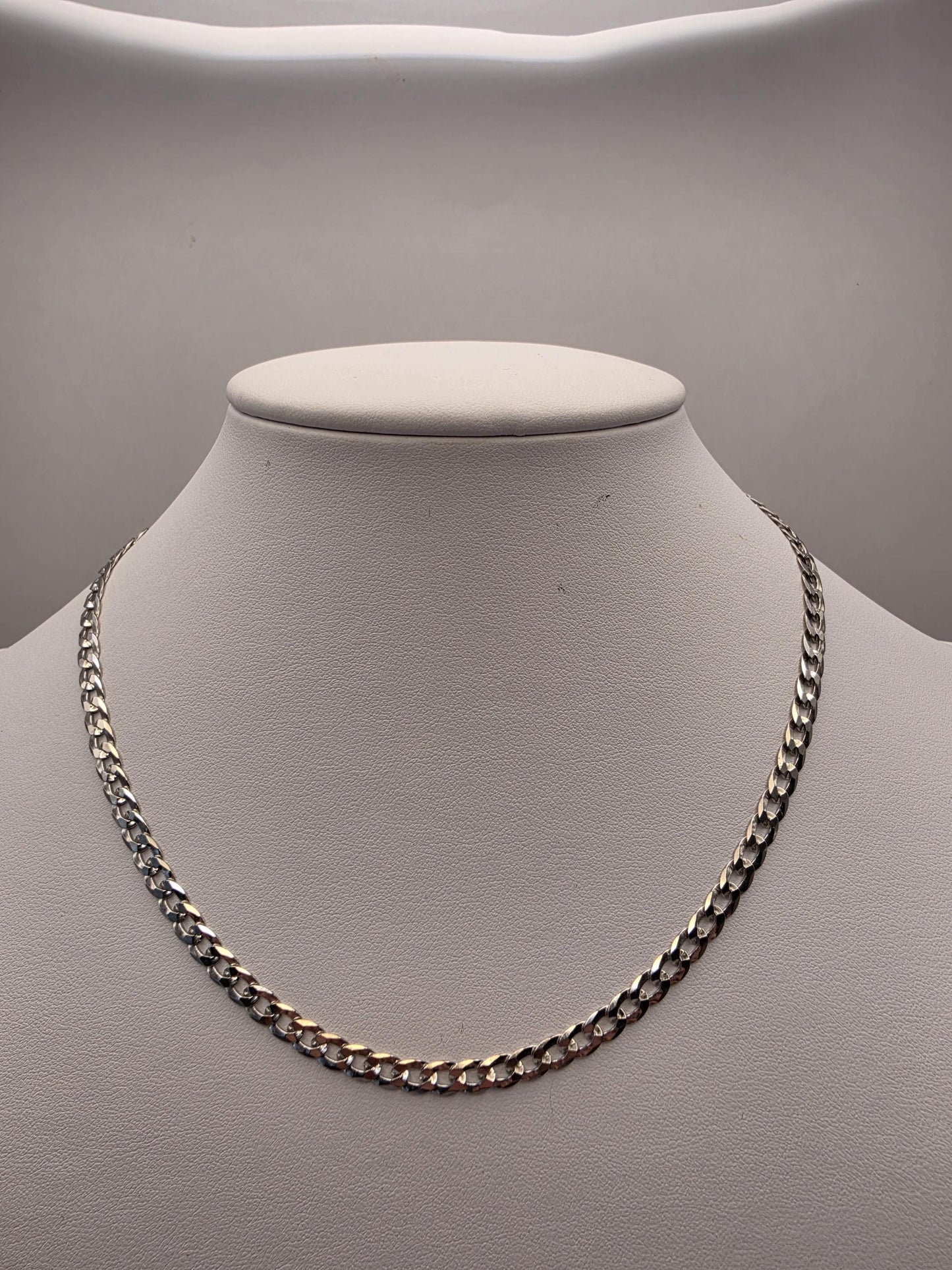Sterling Silver Cuban Curb Chain Necklace — 4.5mm 16 Inch Choker Length 925