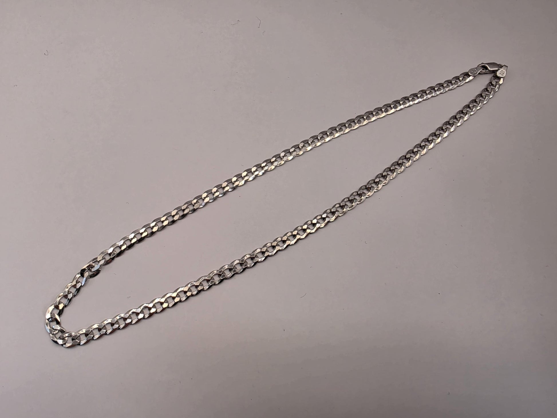 Sterling Silver Cuban Curb Chain Necklace — 4.5mm 16 Inch Choker Length 925