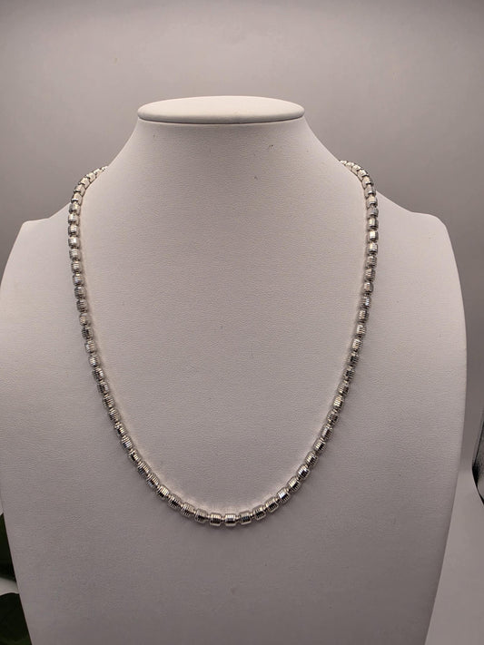 Sterling Silver Diamond Cut Drum Bead Chain Necklace — 4.8mm 22 Inch 925