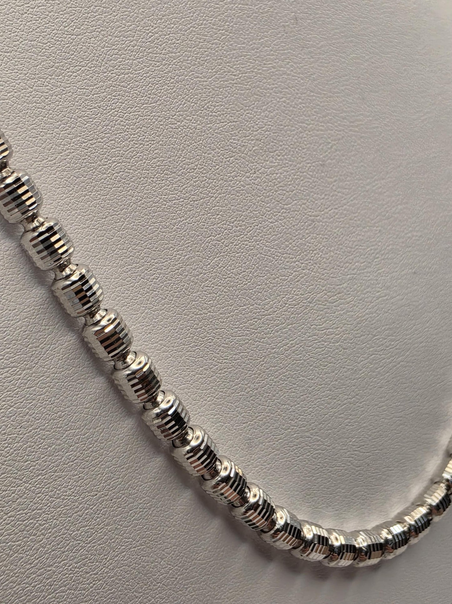 Sterling Silver Diamond Cut Drum Bead Chain Necklace — 4.8mm 22 Inch 925