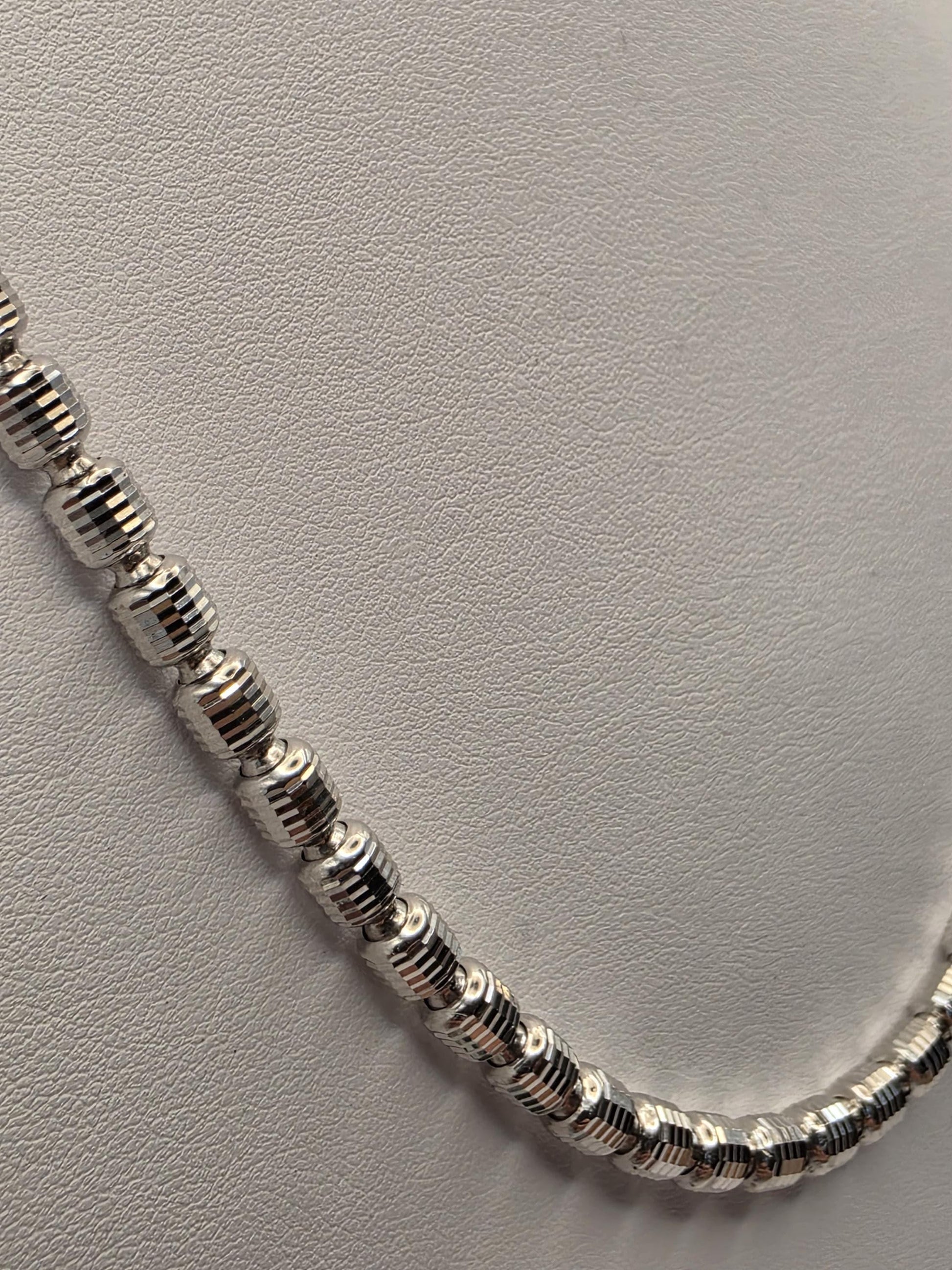 Sterling Silver Diamond Cut Drum Bead Chain Necklace — 4.8mm 22 Inch 925