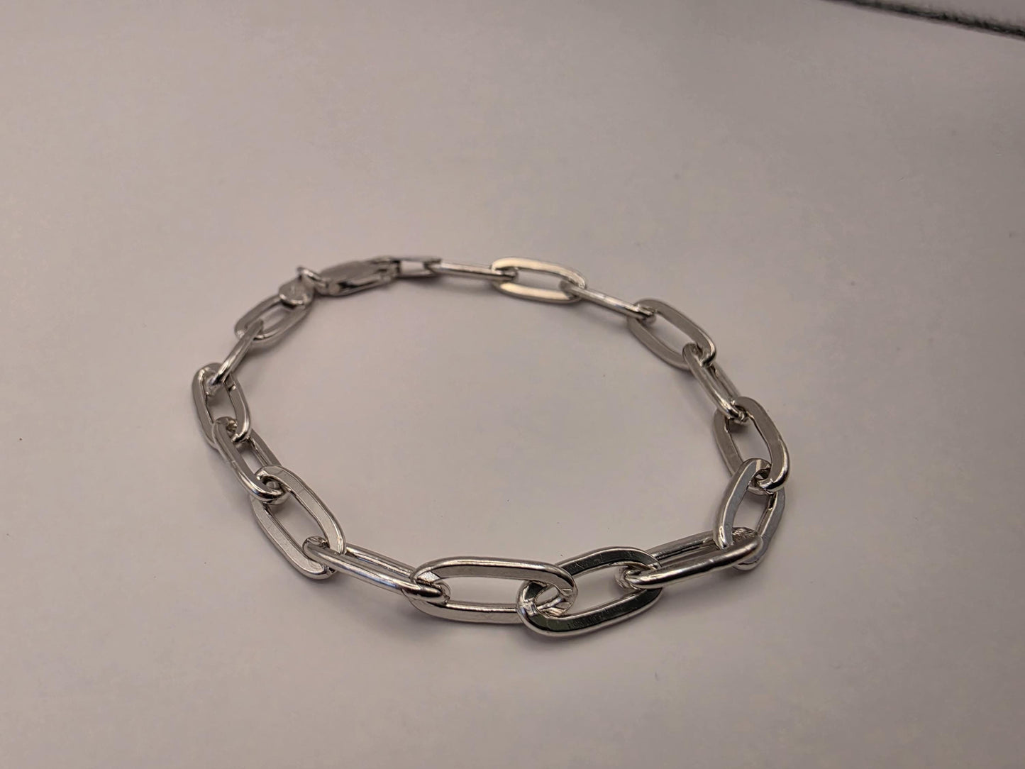 Sterling Silver Paperclip Link Bracelet — 5.7mm 7.5 Inch Minimalist 925