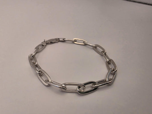Sterling Silver Paperclip Link Bracelet — 5.7mm 7.5 Inch Minimalist 925