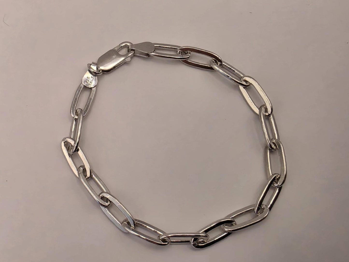 Sterling Silver Paperclip Link Bracelet — 5.7mm 7.5 Inch Minimalist 925