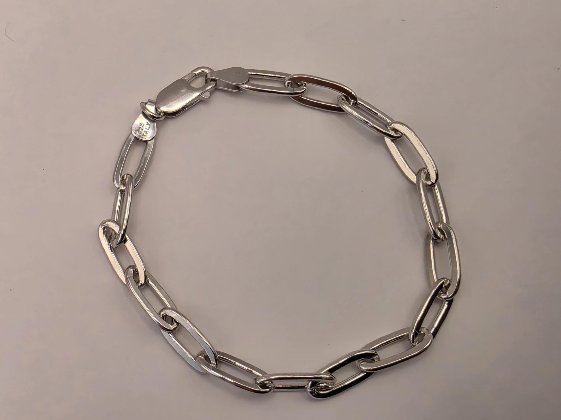 Sterling Silver Paperclip Link Bracelet — 5.7mm 7.5 Inch Minimalist 925