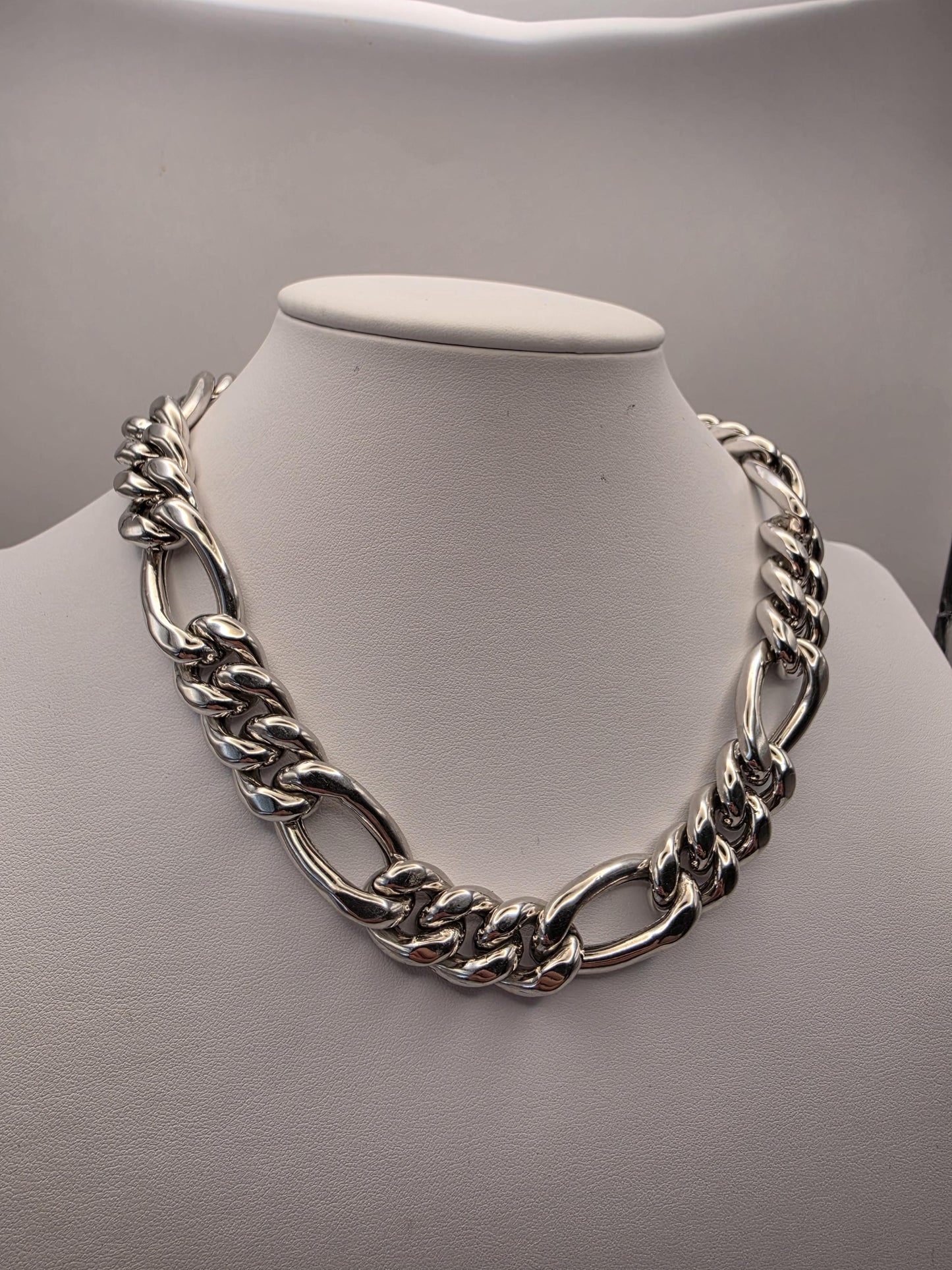 Sterling Silver Chunky Figaro Chain Necklace — 16.5mm 18 Inch Heavy 925
