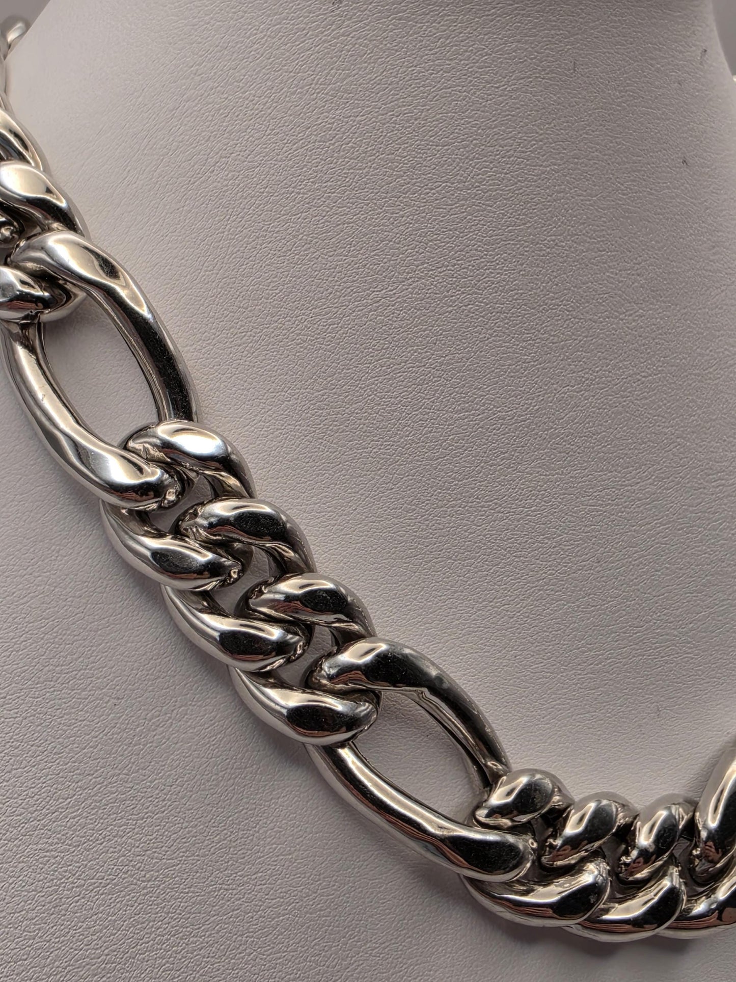 Sterling Silver Chunky Figaro Chain Necklace — 16.5mm 18 Inch Heavy 925