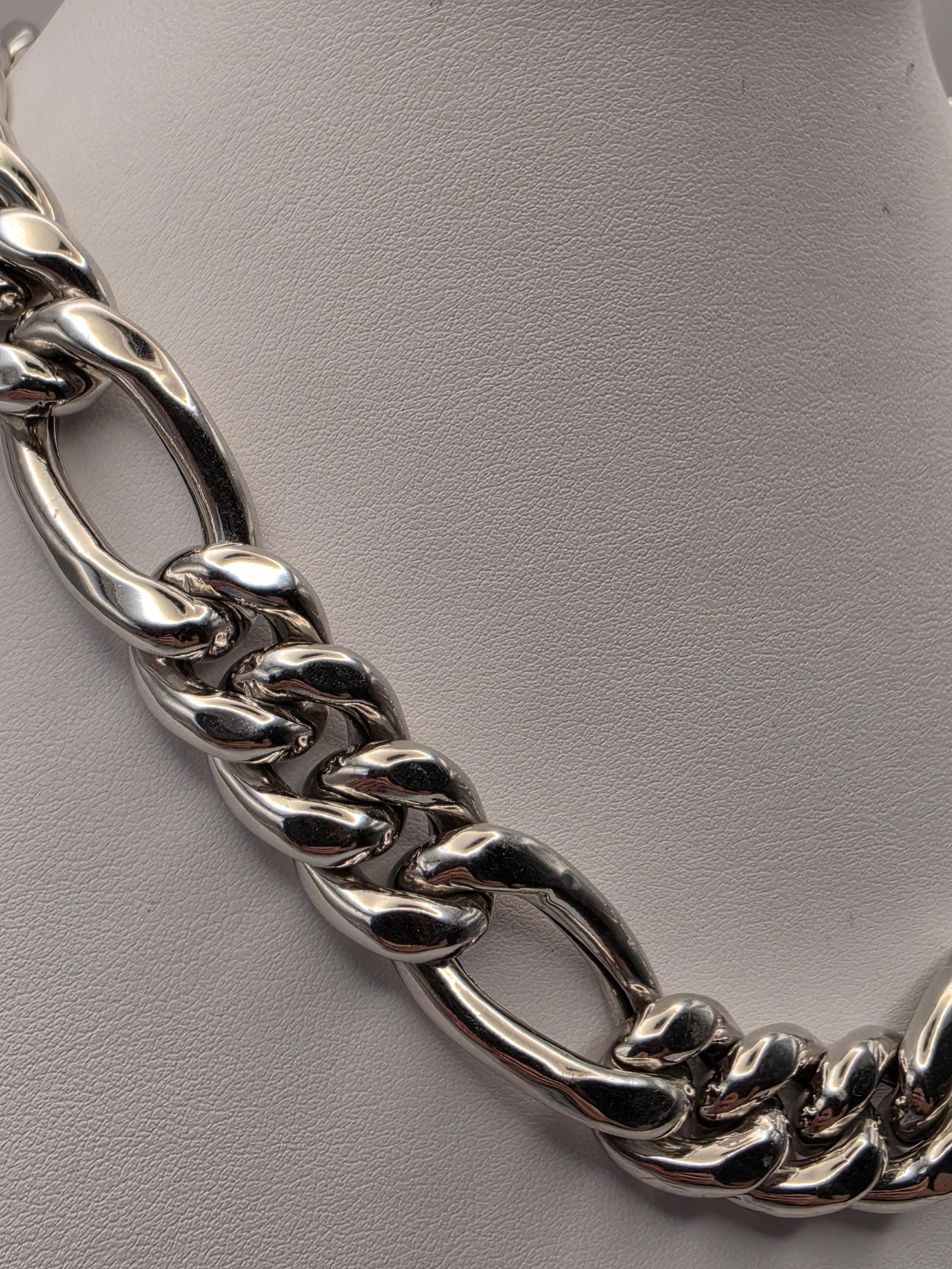 Sterling Silver Chunky Figaro Chain Necklace — 16.5mm 18 Inch Heavy 925