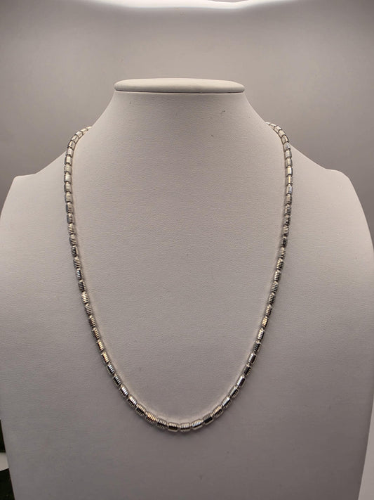 Sterling Silver Diamond Cut Drum Bead Chain Necklace — 3.6mm 22 Inch 925
